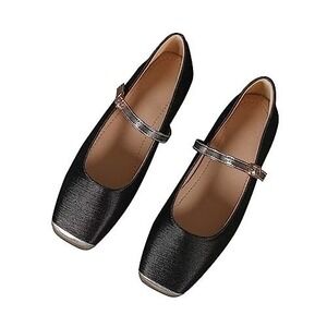 TN TANGNEST Ballet Flat Shoes Soft Toe Casual Loafer Black &‎ Silver 39 US 8
